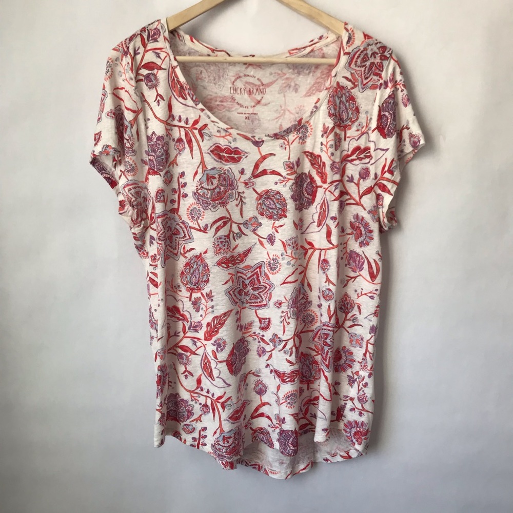 Lucky Brand Red Paisley Tee
